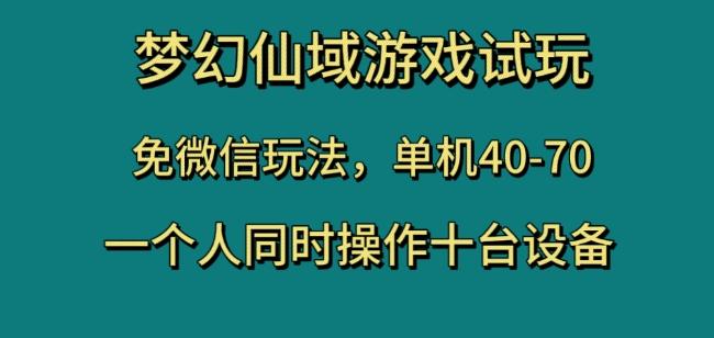 梦幻仙域游戏试玩，免微信玩法，单机40-70，一个人同时操作十台设备【揭秘】-小鹏项目网