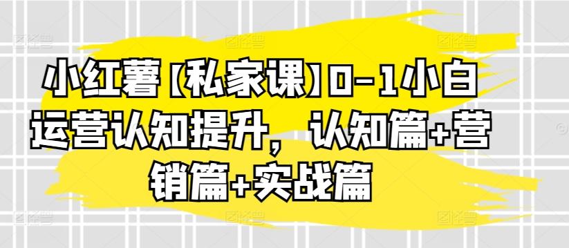 小红薯【私家课】0-1小白运营认知提升，认知篇+营销篇+实战篇-小鹏项目网
