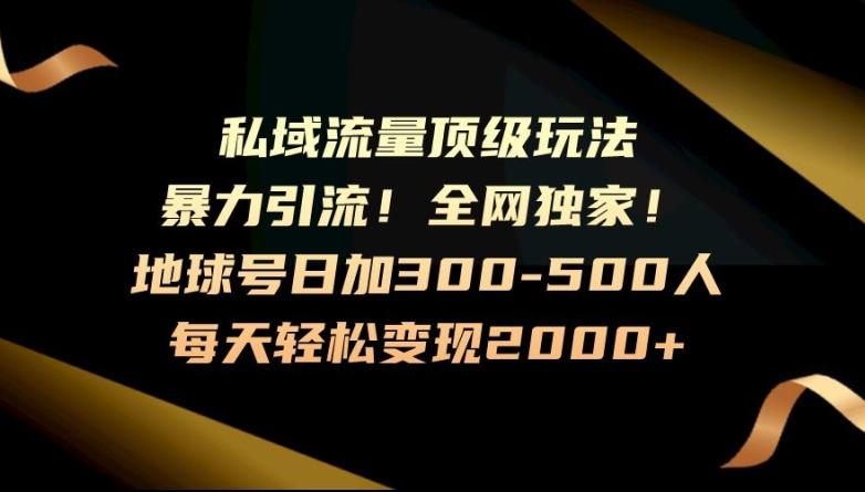 暴力引流，全网独家，地球号日加300-500人，私域流量顶级玩法，每天轻松变现2000+-小鹏项目网