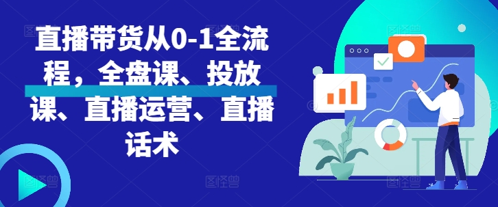 直播带货从0-1全流程，全盘课、投放课、直播运营、直播话术-小鹏项目网