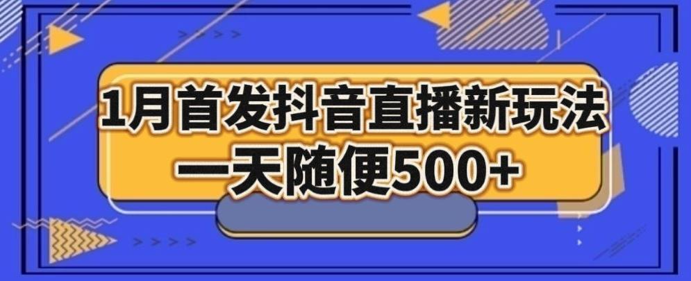 1月手法，抖音直播最新玩法，一天随便500+-小鹏项目网