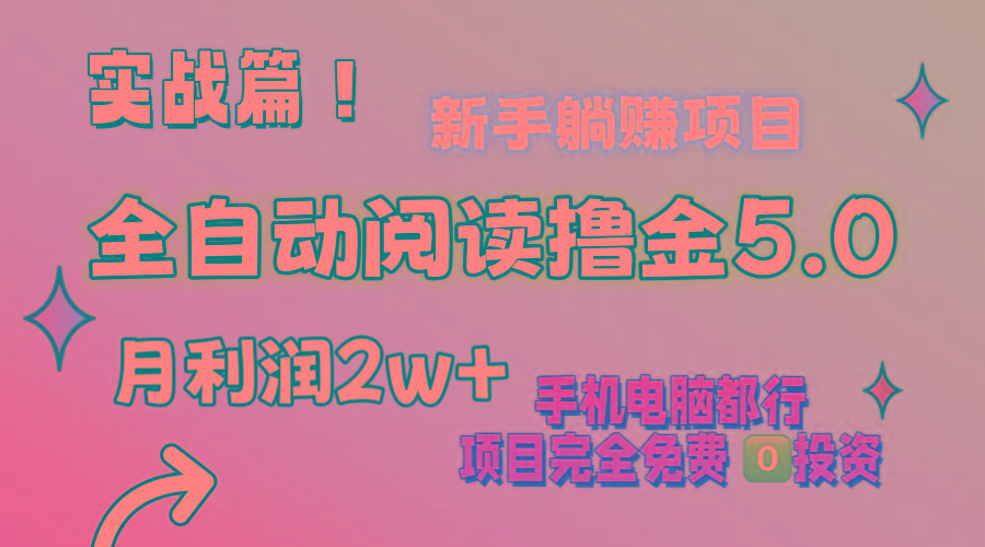 小说全自动阅读撸金5.0 操作简单 可批量操作 零门槛！小白无脑上手月入2w+-小鹏项目网
