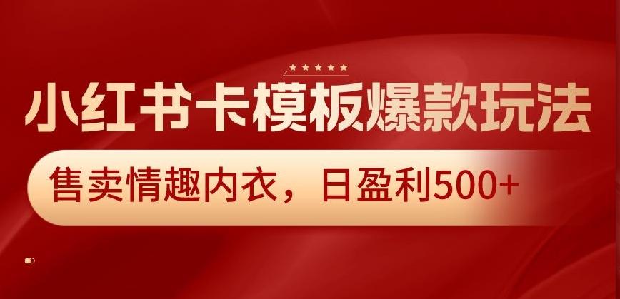 小红书卡模板爆款玩法，售卖情趣内衣，日盈利500+【揭秘】-小鹏项目网