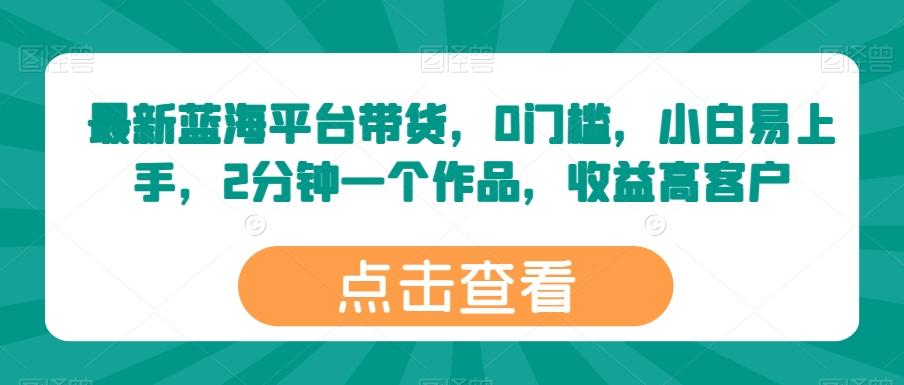 最新蓝海平台带货，0门槛，小白易上手，2分钟一个作品，收益高【揭秘】-小鹏项目网
