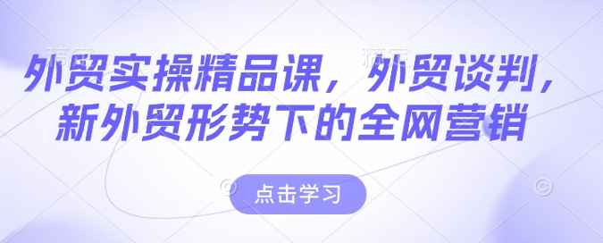 外贸实操精品课，外贸谈判，新外贸形势下的全网营销-小鹏项目网