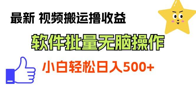 最新视频搬运撸收益，软件无脑批量操作，新手小白轻松上手-小鹏项目网