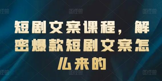 短剧文案课程，解密爆款短剧文案怎么来的-小鹏项目网