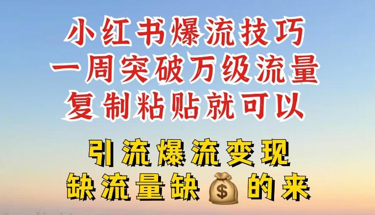 小红书爆流技巧，一周突破万级流量，复制粘贴就可以，引流爆流变现【揭秘】-小鹏项目网
