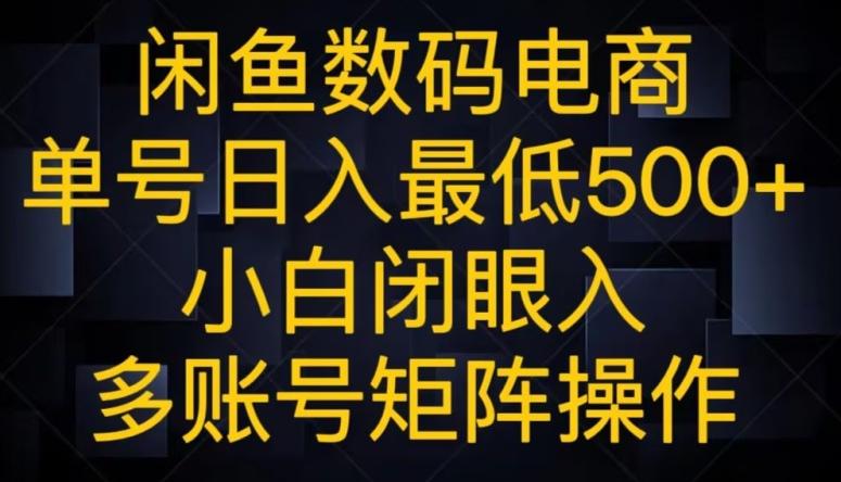 闲鱼数码电商，单号日入最低500+，小白闭眼入，多账号矩阵操作-小鹏项目网
