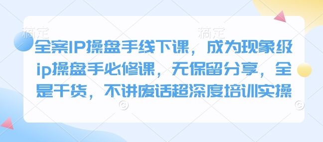 全案IP操盘手线下课，成为现象级ip操盘手必修课，无保留分享，全是干货，不讲废话超深度培训实操-小鹏项目网