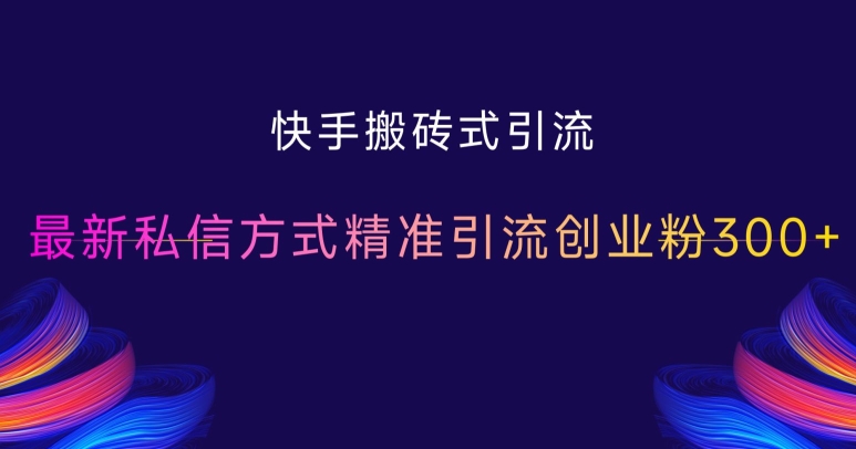 快手搬砖式引流，最新私信方式精准引流创业粉300+-小鹏项目网