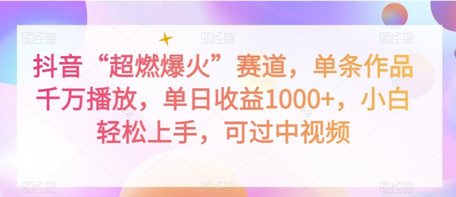 抖音“超燃爆火”赛道，单条作品千万播放，单日收益1000+，小白轻松上手，可过中视频【揭秘】-小鹏项目网