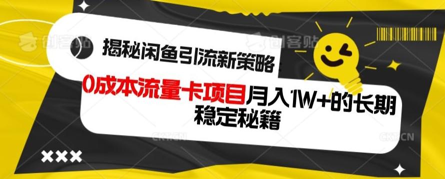 揭秘闲鱼引流新策略：0成本流量卡项目，月入1W+的长期稳定秘籍-小鹏项目网