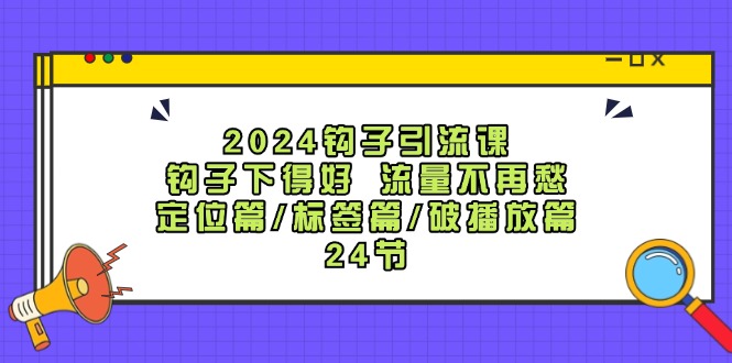 2024钩子引流课：钩子下得好流量不再愁，定位篇/标签篇/破播放篇/24节-小鹏项目网