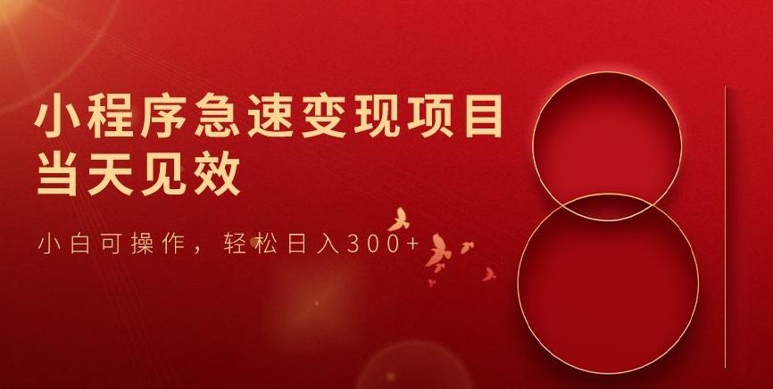 小程序急速变现项目，当天见效，小白可操作，轻松日入300+-小鹏项目网
