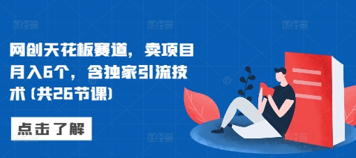 网创天花板赛道，卖项目月入6个，含独家引流技术(共26节课)-小鹏项目网