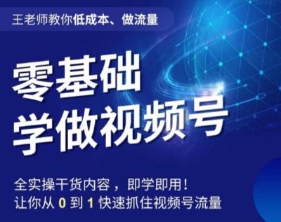 王老师教你低成本、做流量，零基础学做视频号，0-1快速抓住视频号流量-小鹏项目网