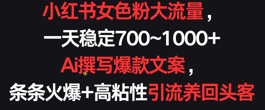 小红书女色粉大流量，一天稳定700~1000+  Ai撰写爆款文案，条条火爆+高粘性引流养回头客【揭秘】-小鹏项目网