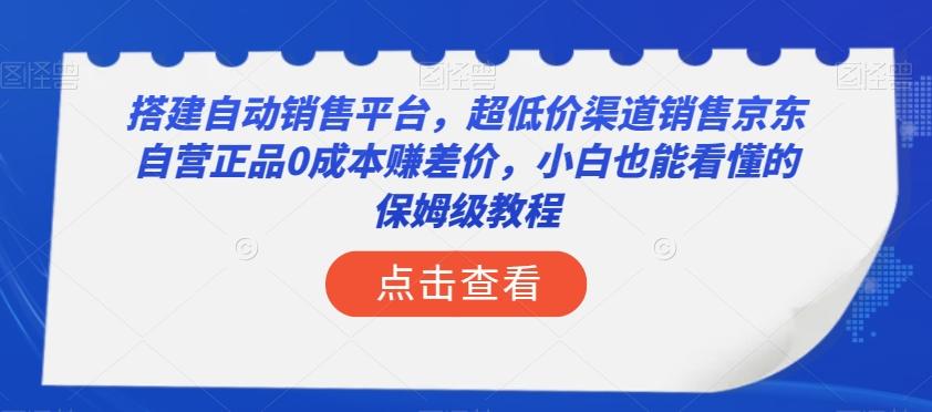 搭建自动销售平台，超低价渠道销售京东自营正品0成本赚差价，小白也能看懂的保姆级教程【揭秘】-小鹏项目网
