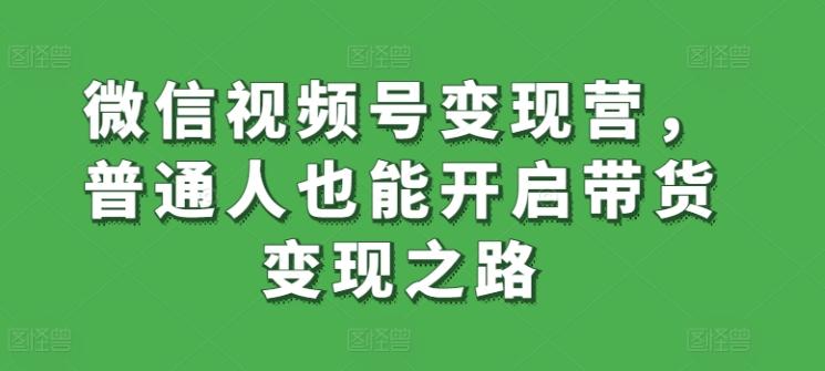 微信视频号变现营，普通人也能开启带货变现之路-小鹏项目网