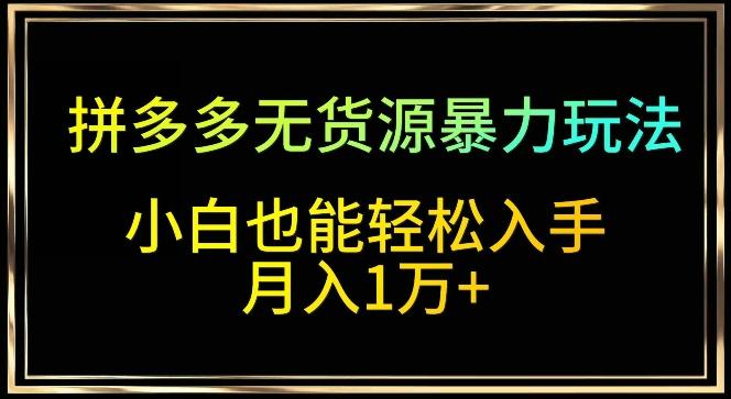 拼多多无货源暴力玩法，全程干货，小白也能轻松入手，月入1万+【揭秘】-小鹏项目网