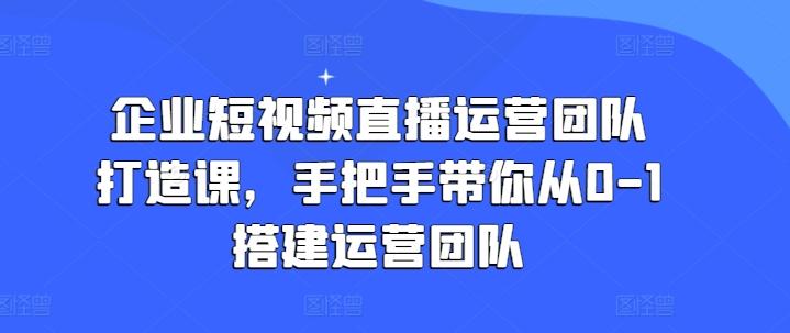 企业短视频直播运营团队打造课，手把手带你从0-1搭建运营团队-小鹏项目网