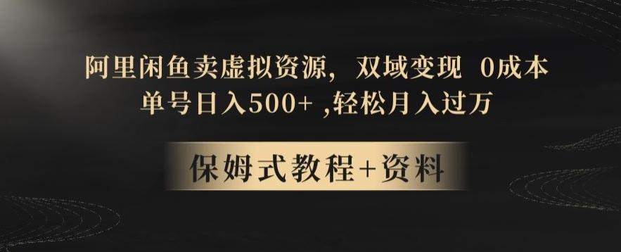 阿里闲鱼卖虚拟资源，双域变现，0成本，日入500+，轻松月入过万-小鹏项目网