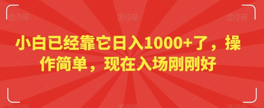 小白已经靠它日入1000+了，操作简单，现在入场刚刚好【揭秘】-小鹏项目网
