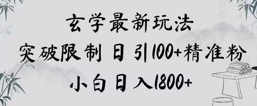 玄学新玩法，突破限制，日引100+精准粉，小白日入1800+【揭秘】-小鹏项目网