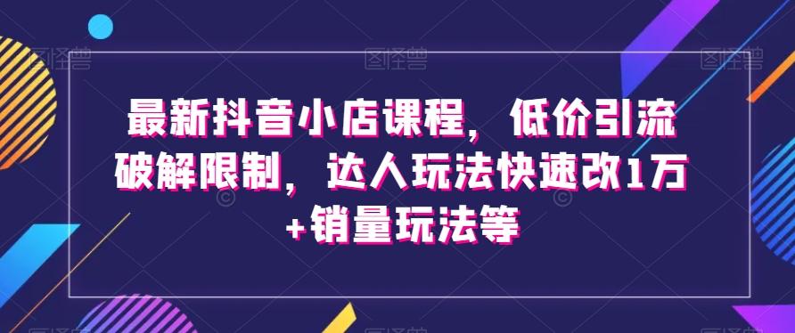 最新抖音小店课程，低价引流破解限制，达人玩法快速改1万+销量玩法等-小鹏项目网
