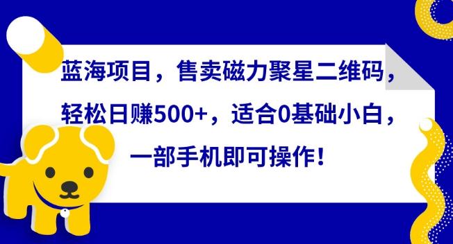 蓝海项目，售卖磁力聚星二维码，轻松日赚500+，适合0基础小白，一部手机即可操作【揭秘】-小鹏项目网