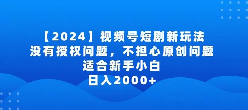 2024视频号短剧玩法，没有授权问题，不担心原创问题，适合新手小白，日入2000+【揭秘】-小鹏项目网