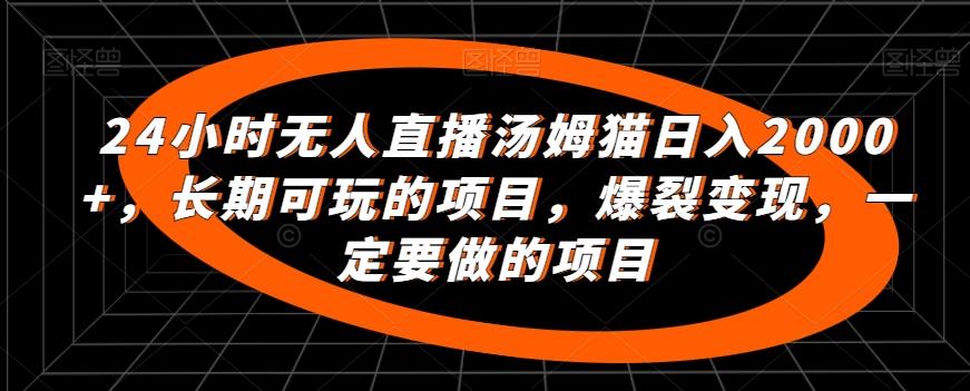 24小时无人直播汤姆猫日入2000+，长期可玩的项目，爆裂变现，一定要做的项目【揭秘】-小鹏项目网