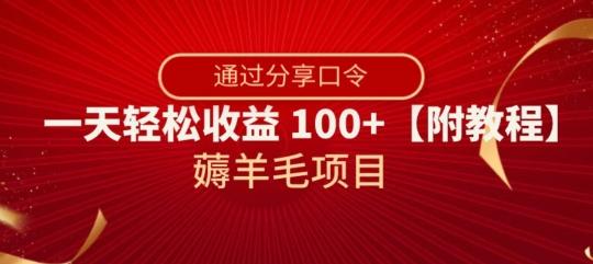 薅羊毛项目，靠分享口令，一天轻松收益100+【附教程】【揭秘】-小鹏项目网