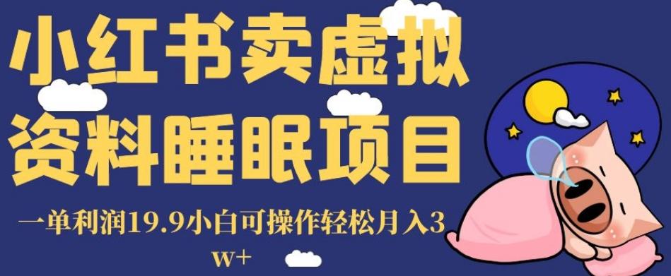 小红书卖虚拟资料睡眠项目，一单利润19.9小白可操作轻松月入3w+【揭秘】-小鹏项目网