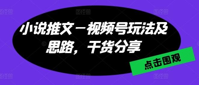 小说推文—视频号玩法及思路，干货分享-小鹏项目网