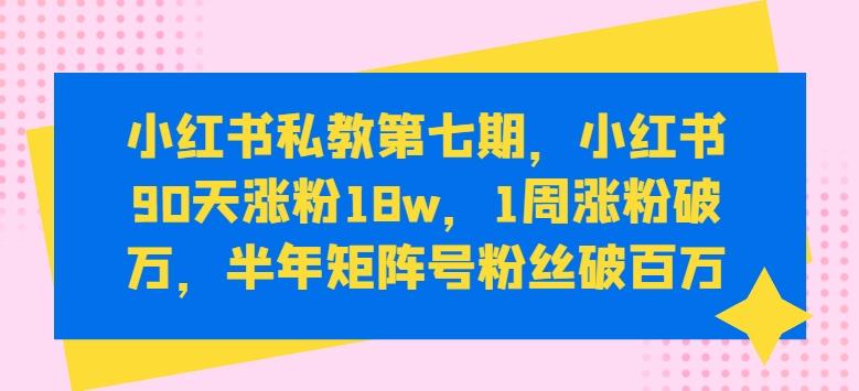 小红书私教第七期，小红书90天涨粉18w，1周涨粉破万，半年矩阵号粉丝破百万-小鹏项目网