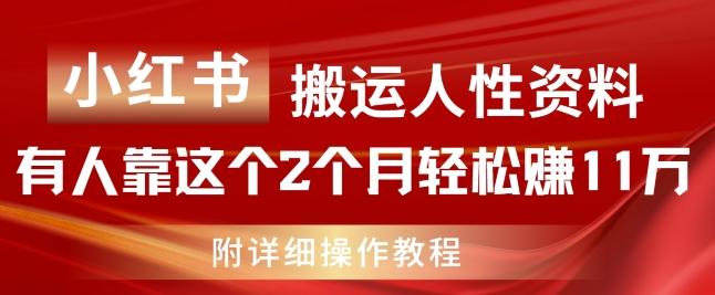小红书搬运人性资料，有人靠这个2个月轻松赚11w，附教程【揭秘】-小鹏项目网