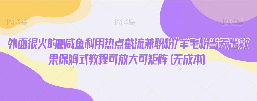 外面很火的2024咸鱼利用热点截流兼职粉/羊毛粉当天出效果保姆式教程可放大可矩阵(无成本)-小鹏项目网