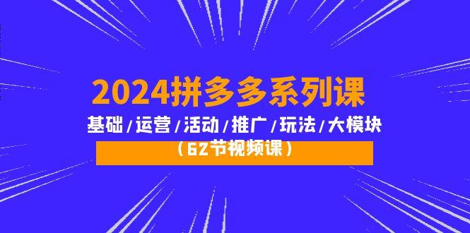 (10019期)2024拼多多系列课：基础/运营/活动/推广/玩法/大模块(62节视频课)-小鹏项目网