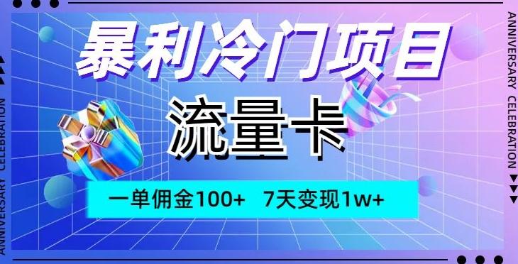 暴利冷门项目，流量卡，一单佣金100+，7天变现1w+-小鹏项目网