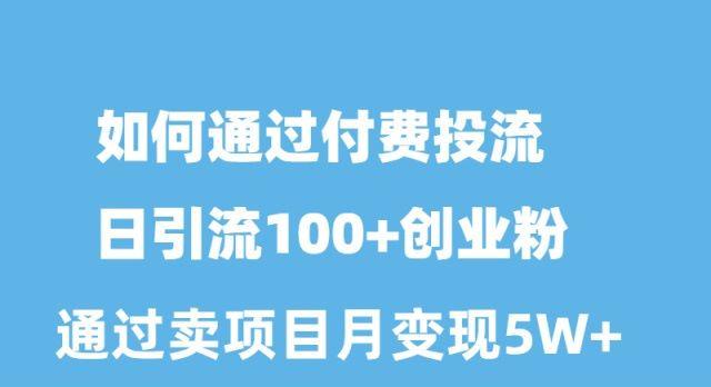 如何通过付费投流日引流100+创业粉月变现5W+-小鹏项目网