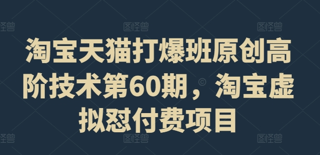 淘宝天猫打爆班原创高阶技术第60期，淘宝虚拟怼付费项目-小鹏项目网