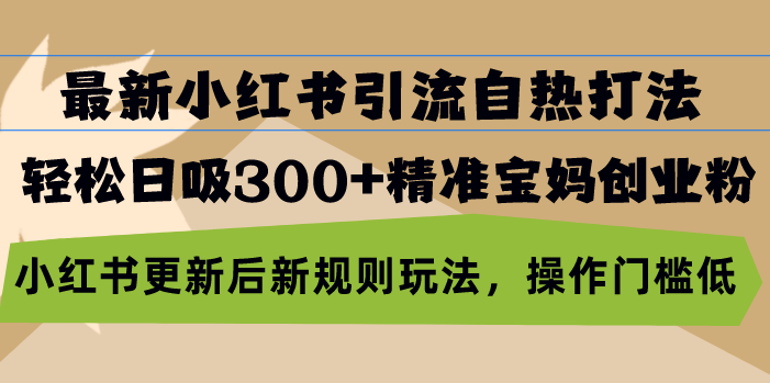 最新小红书引流自热打法，轻松日吸300+精准宝妈创业粉，小红书更新后新…-小鹏项目网