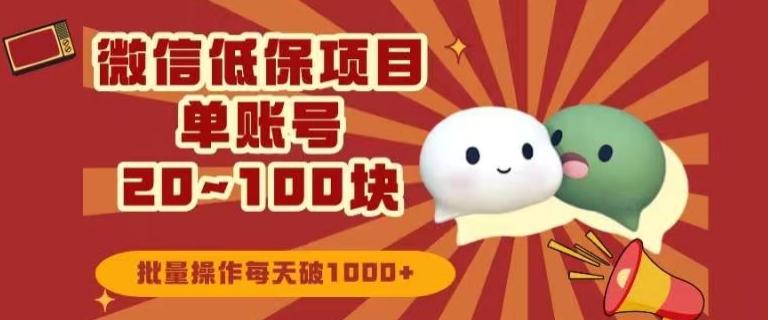 微信领低保单账号20元-100元，批量操作每天破1000+-小鹏项目网
