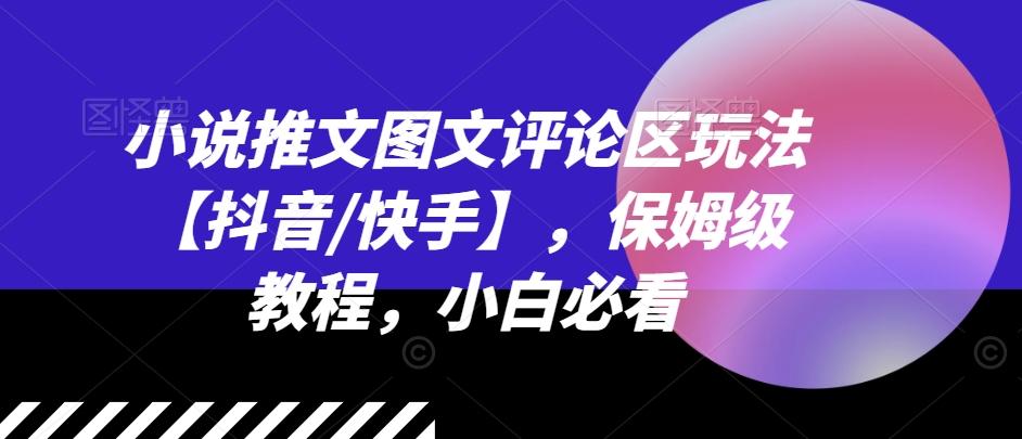 小说推文图文评论区玩法【抖音/快手】，保姆级教程，小白必看-小鹏项目网