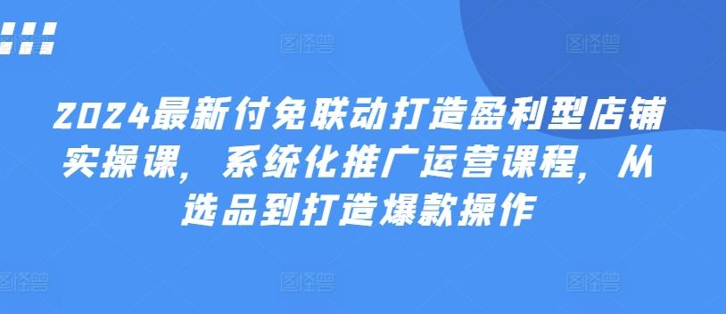 2024最新付免联动打造盈利型店铺实操课，​系统化推广运营课程，从选品到打造爆款操作-小鹏项目网