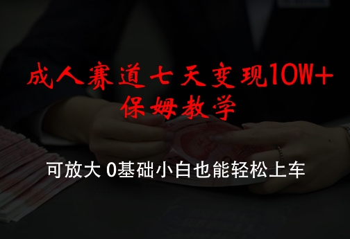 成人赛道七天变现10W+保姆教学，可放大，0基础小白也能轻松上车【揭秘】-小鹏项目网