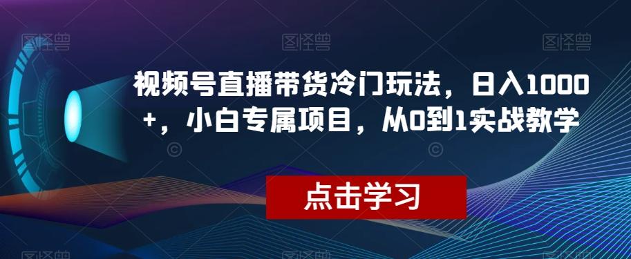 视频号直播带货冷门玩法，日入1000+，小白专属项目，从0到1实战教学【揭秘】-小鹏项目网