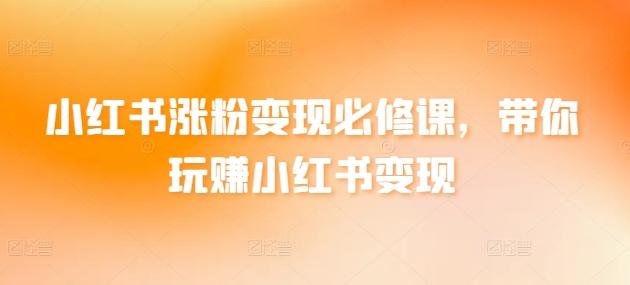 小红书涨粉变现必修课，带你玩赚小红书变现-小鹏项目网